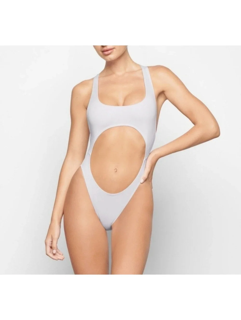 SKIMS Signature Swim Cut Out Monokini Racerback One Piece Marble